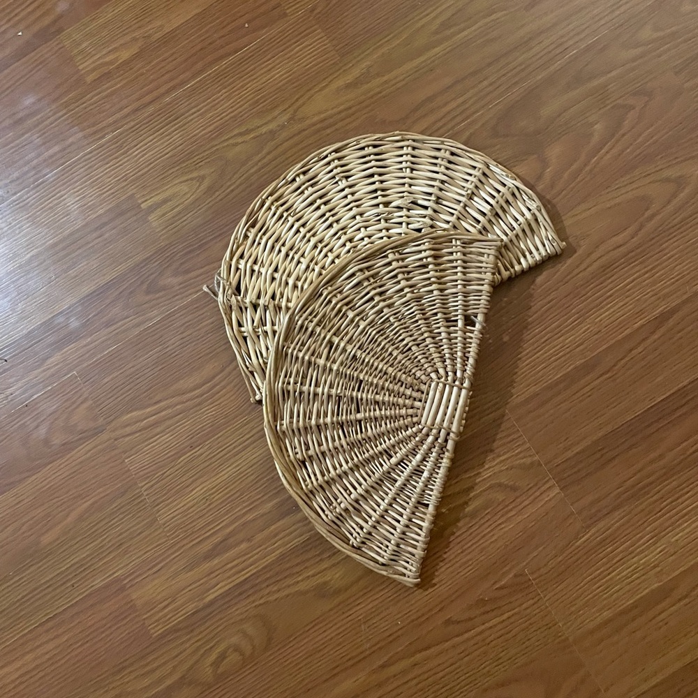 Vintage Boho Wicker Half Circle Wall Hangings EUC